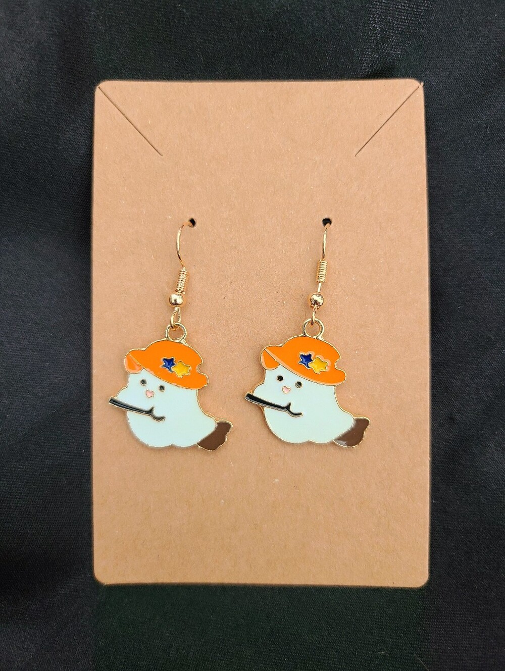 Ghost on a Broom Earrings, Whitchy Ghost Earrings, Halloween Earrings